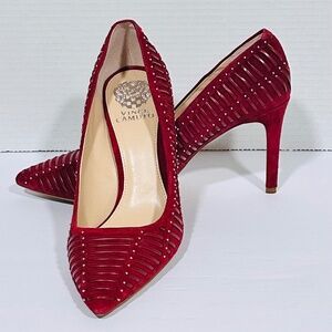 Vince Camuto Narissa Studded Red - Burgundy Suede Stiletto Heels Size 9.5